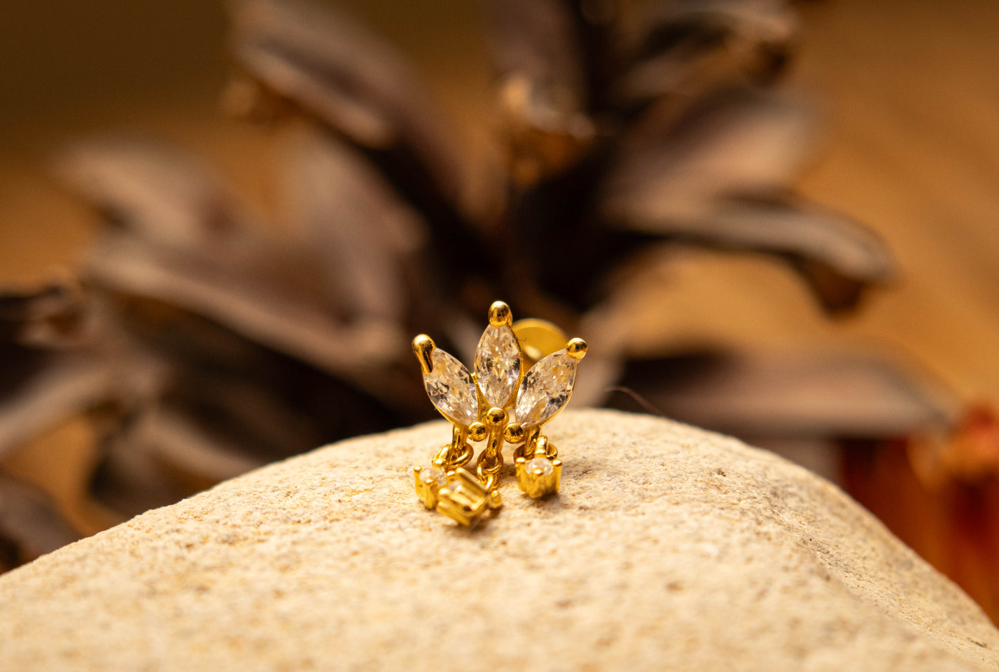 IVY DROP – Piercing cascade fleur zircon en argent 925 - Much Elegance