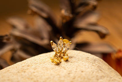 IVY DROP – Piercing cascade fleur zircon en argent 925 - Much Elegance