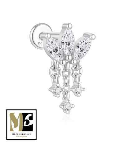 IVY DROP – Piercing cascade fleur zircon en argent 925 - Much Elegance