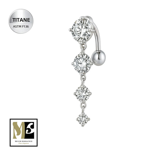 LA CASCADE - Piercing nombril titane avec cristaux - Much Elegance