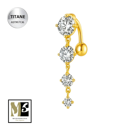 LA CASCADE - Piercing nombril titane avec cristaux - Much Elegance