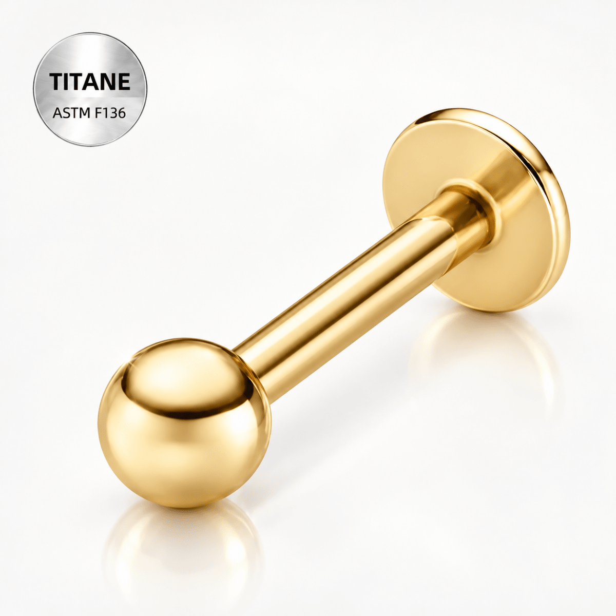 Labret droit doré PVD en titane ASTM F136 - LABÉO - Much Elegance
