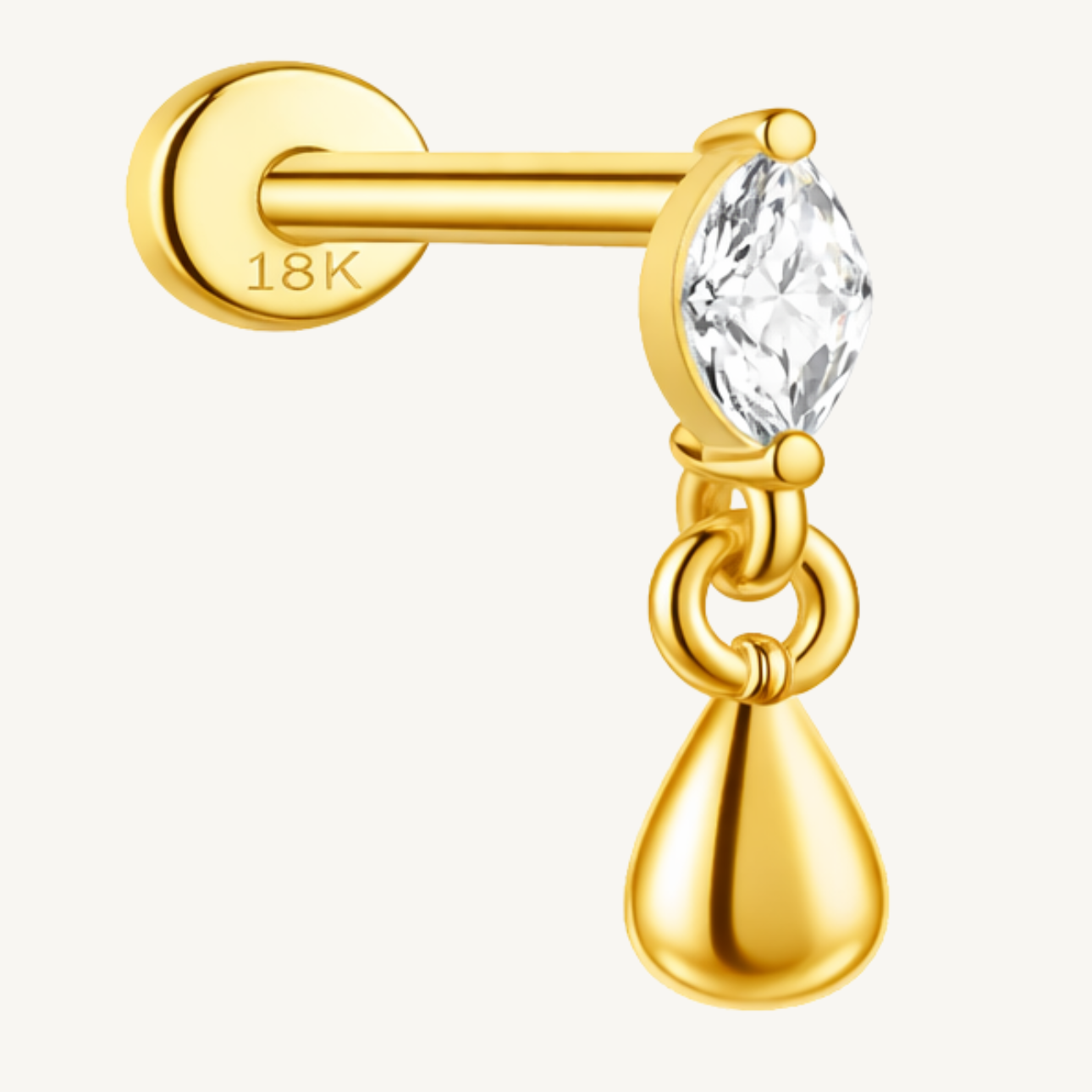 Piercing d'oreille en argent sterling 925 - LARME D’OR