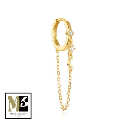 LUNA – Boucle d’Oreille Chaîne Céleste en Argent 925 - Much Elegance