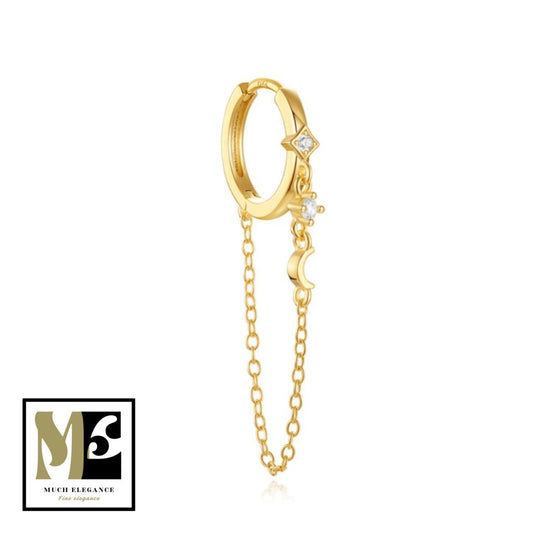 LUNA – Boucle d’Oreille Chaîne Céleste en Argent 925 - Much Elegance