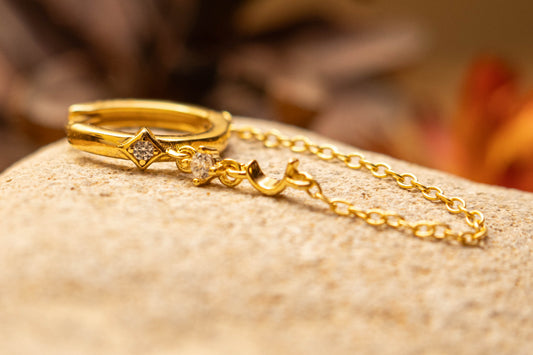 LUNA – Boucle d’Oreille Chaîne Céleste en Argent 925 - Much Elegance