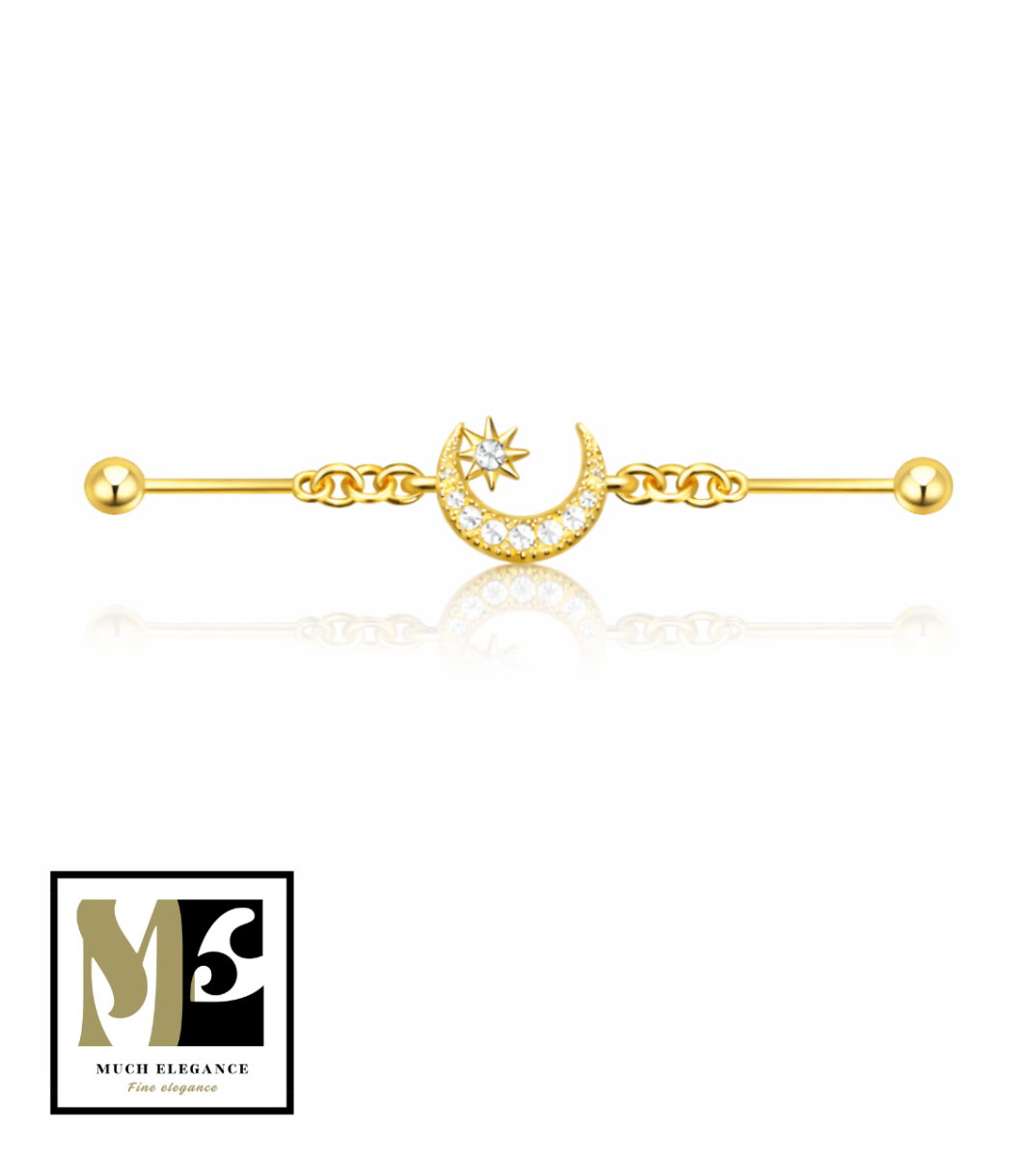 LUNAE – Piercing industriel lune en argent sterling 925 plaqué or 18K - Much Elegance