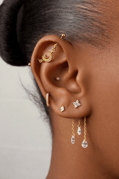 LUNAE – Piercing industriel lune en argent sterling 925 plaqué or 18K - Much Elegance