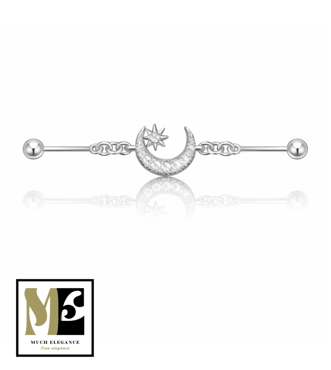 LUNAE – Piercing industriel lune en argent sterling 925 plaqué or 18K - Much Elegance