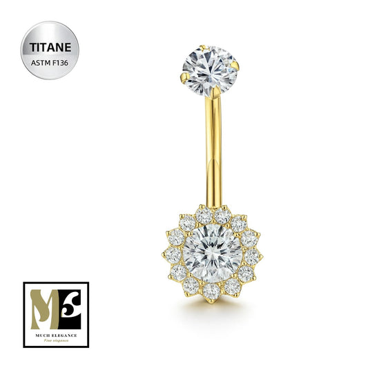 LUNARIA – Piercing Nombril en Titane ASTM F - 136 | Couronne Cristal Lumineuse - Much Elegance