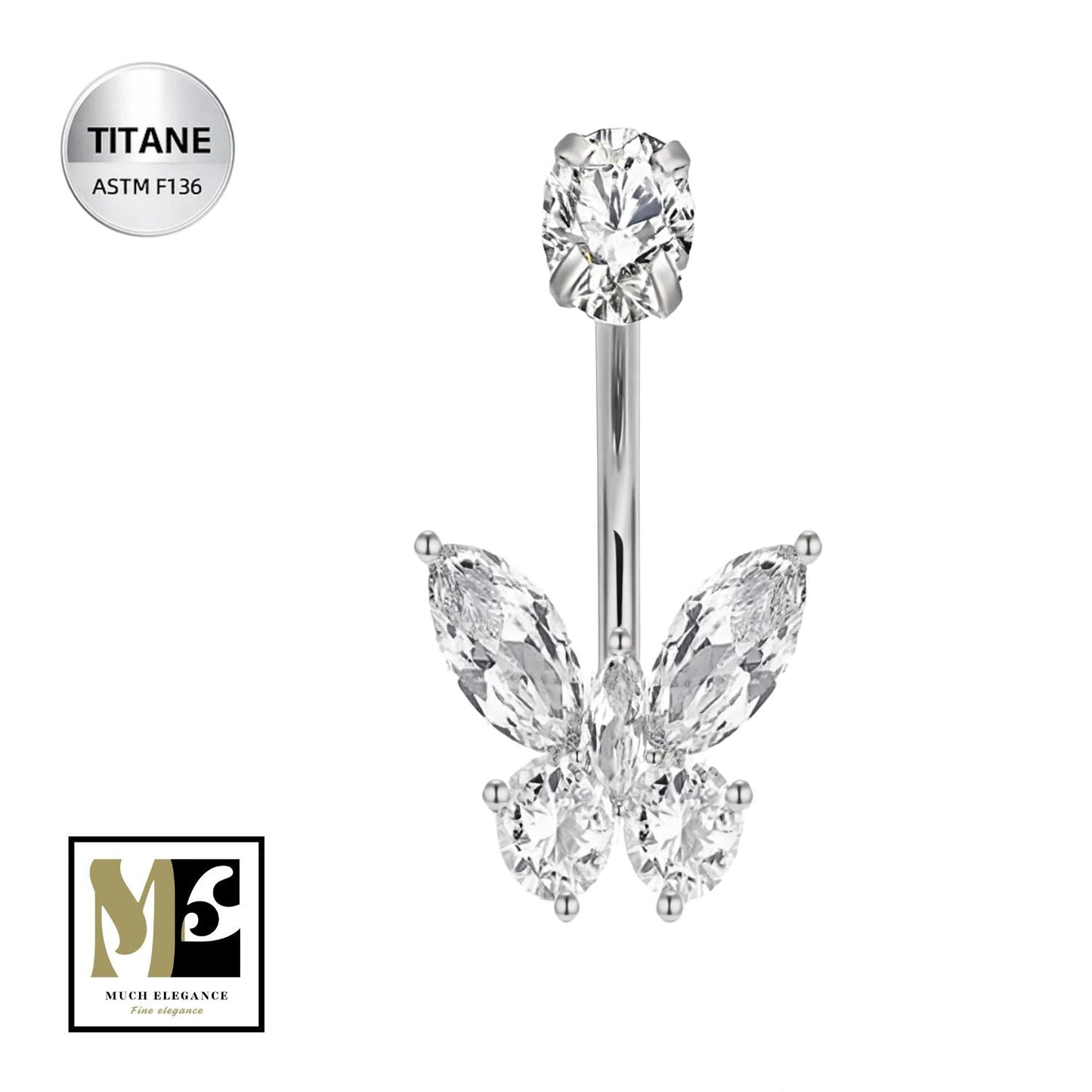 MARINA – Piercing de Nombril Papillon en Titane ASTM F - 136 - Much Elegance