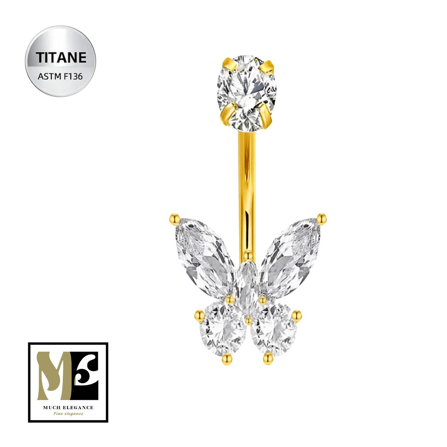 MARINA – Piercing de Nombril Papillon en Titane ASTM F - 136 - Much Elegance