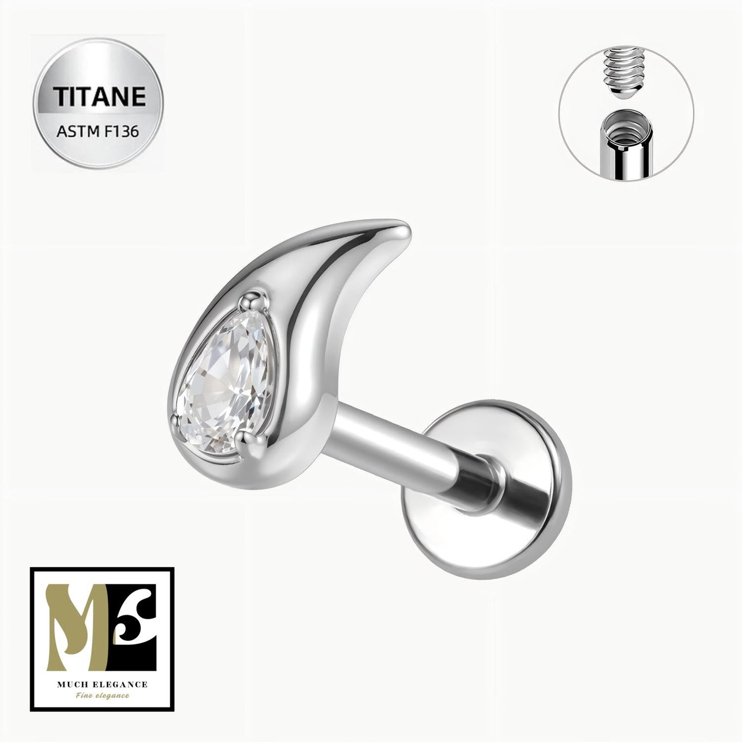 NAÉLIA – Piercing Goutte en Titane ASTM F - 136 | Élégance Fluide - Much Elegance