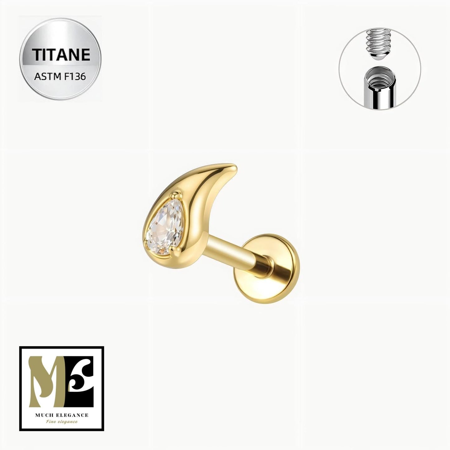 NAÉLIA – Piercing Goutte en Titane ASTM F - 136 | Élégance Fluide - Much Elegance