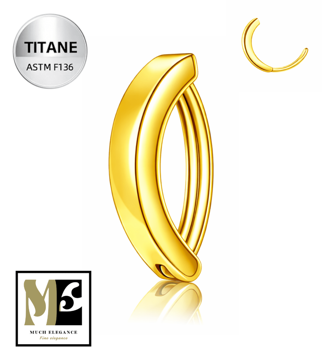 NINA – Piercing nombril en titane ASTM F136 hypoallergénique - Much Elegance