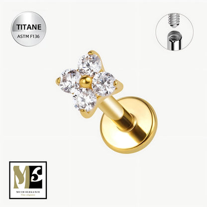 NOELIA – Piercing en Titane ASTM F - 136 plaqué or 18K | Fleur de Lumière & Cristal Étincelant - Much Elegance