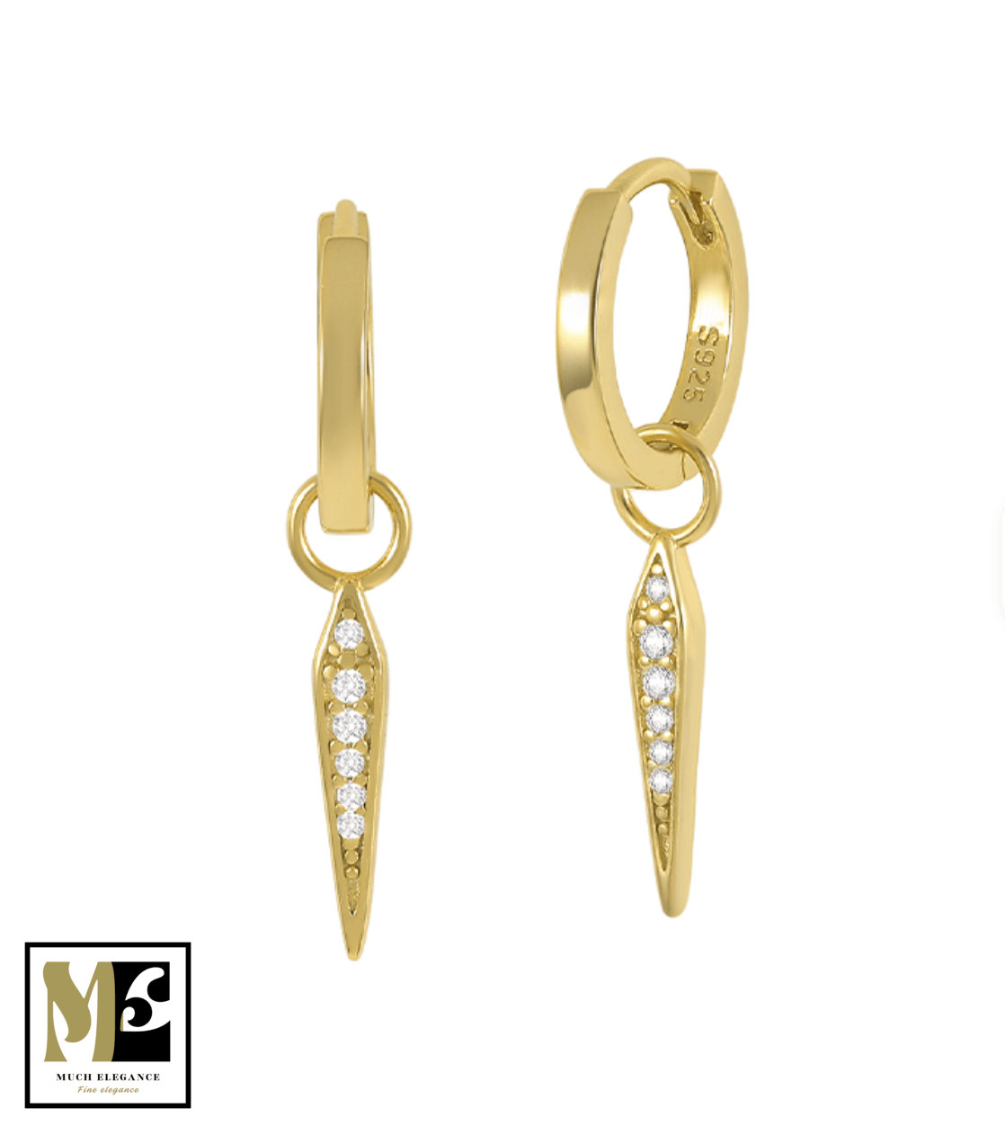 NOVA – Boucle d'oreille Créole argent 925 & pendentif effilé zircon - Much Elegance