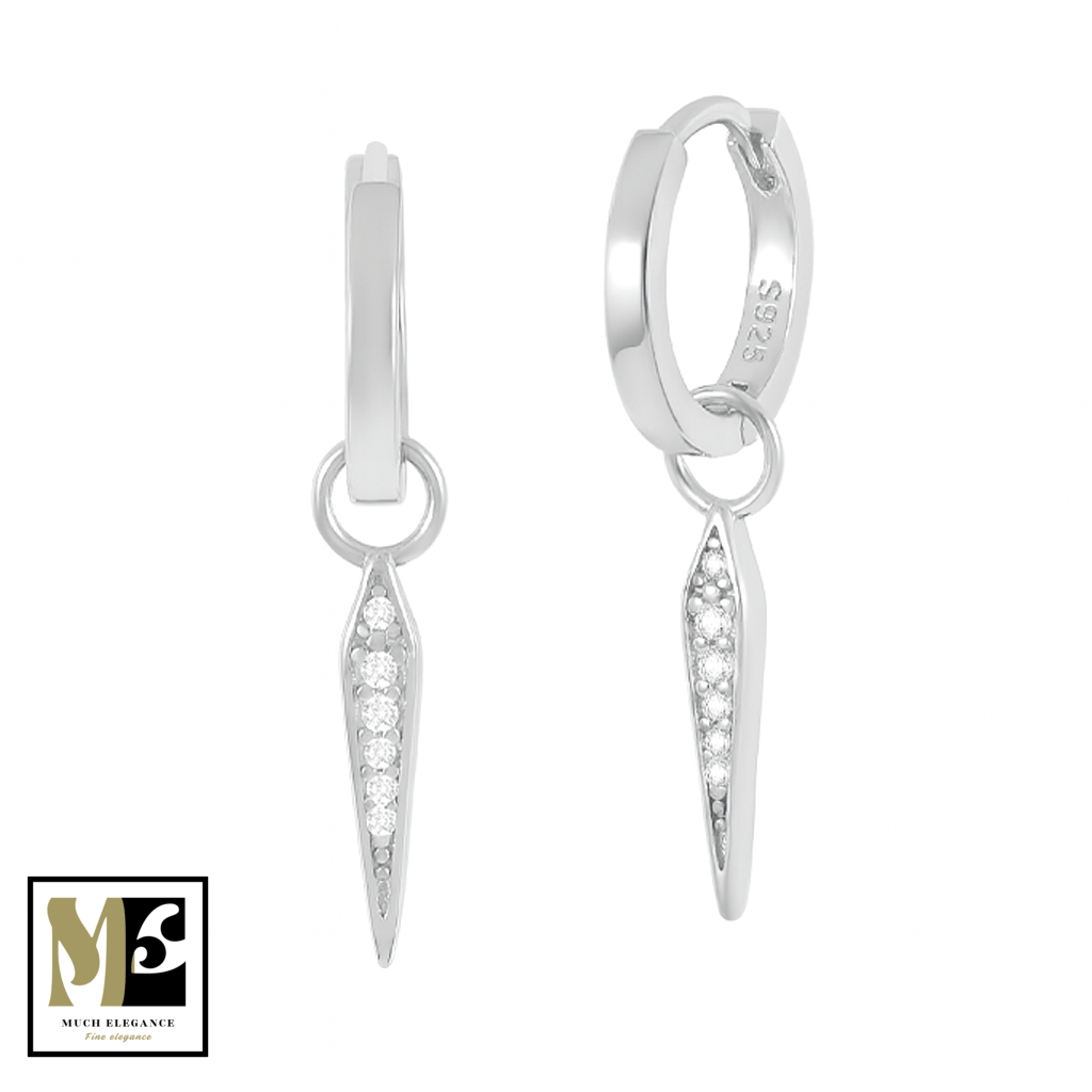 NOVA – Boucle d'oreille Créole argent 925 & pendentif effilé zircon - Much Elegance