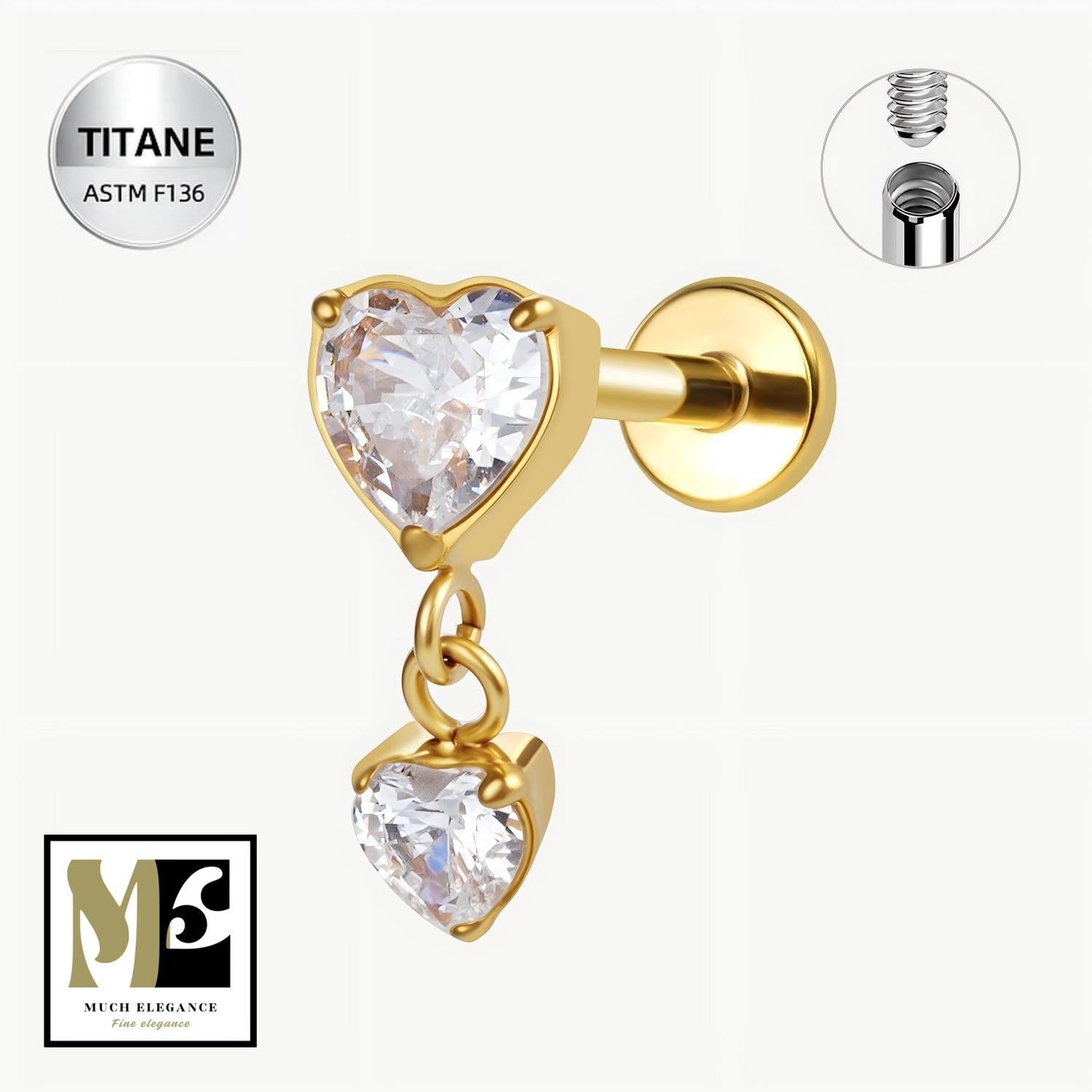 AMORIA – Piercing d’oreille en titane ASTM F136 hypoallergénique - Much Elegance