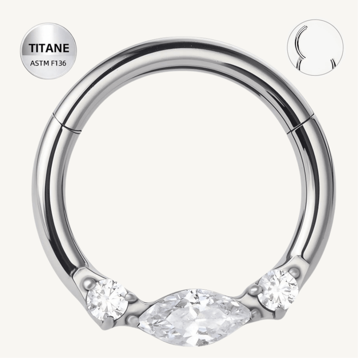 Piercing daith en titane ASTM F136 hypoallergénique - LYORAH DAITH