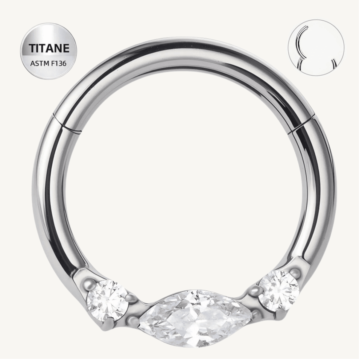 Piercing daith en titane ASTM F136 hypoallergénique - LYORAH DAITH - Much Elegance