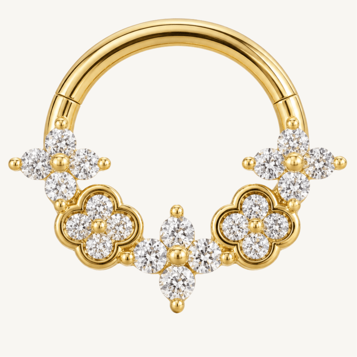 Piercing daith floral serti de zircons en argent sterling 925 - BLOOM DAITH - Much Elegance