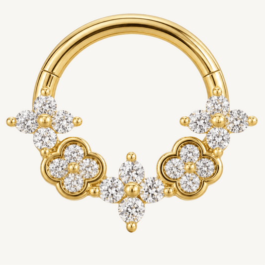 Piercing daith floral serti de zircons en argent sterling 925 - BLOOM DAITH - Much Elegance