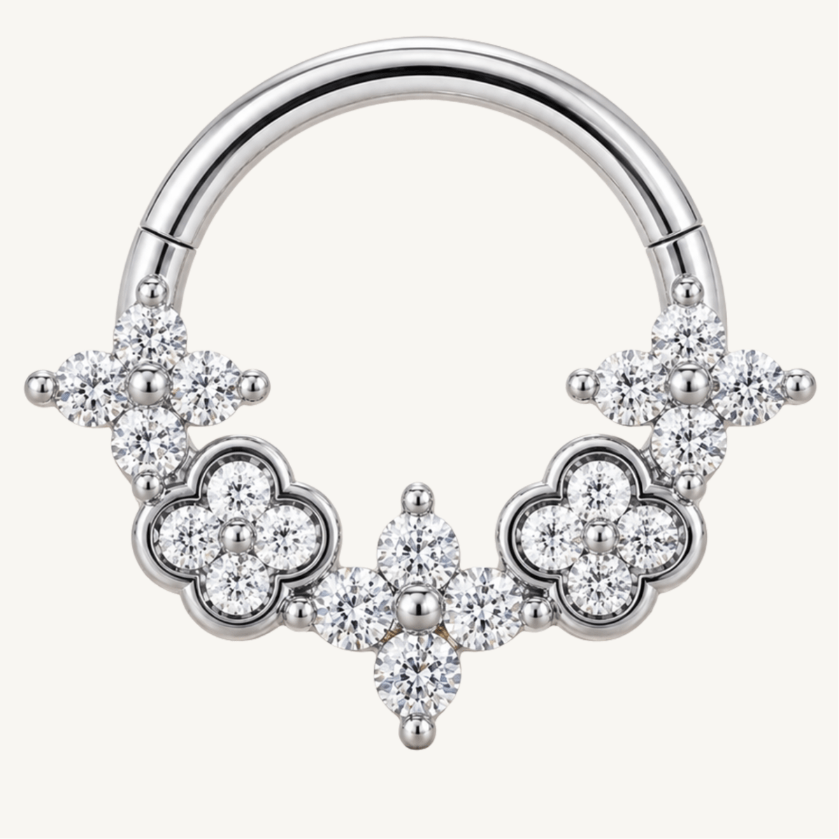 Piercing daith floral serti de zircons en argent sterling 925 - BLOOM DAITH - Much Elegance