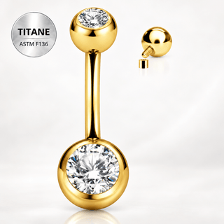 Piercing de nombril doré PVD en titane ASTM F136 - LOLA - Much Elegance
