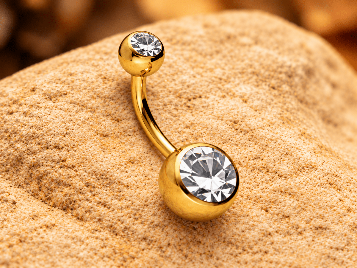 Piercing de nombril doré PVD en titane ASTM F136 - LOLA - Much Elegance