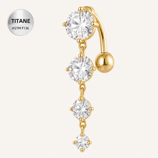 Piercing de nombril en titane ASTM F136 hypoallergénique - LA CASCADE - Much Elegance
