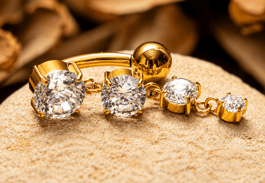 Piercing de nombril en titane ASTM F136 hypoallergénique - LA CASCADE - Much Elegance