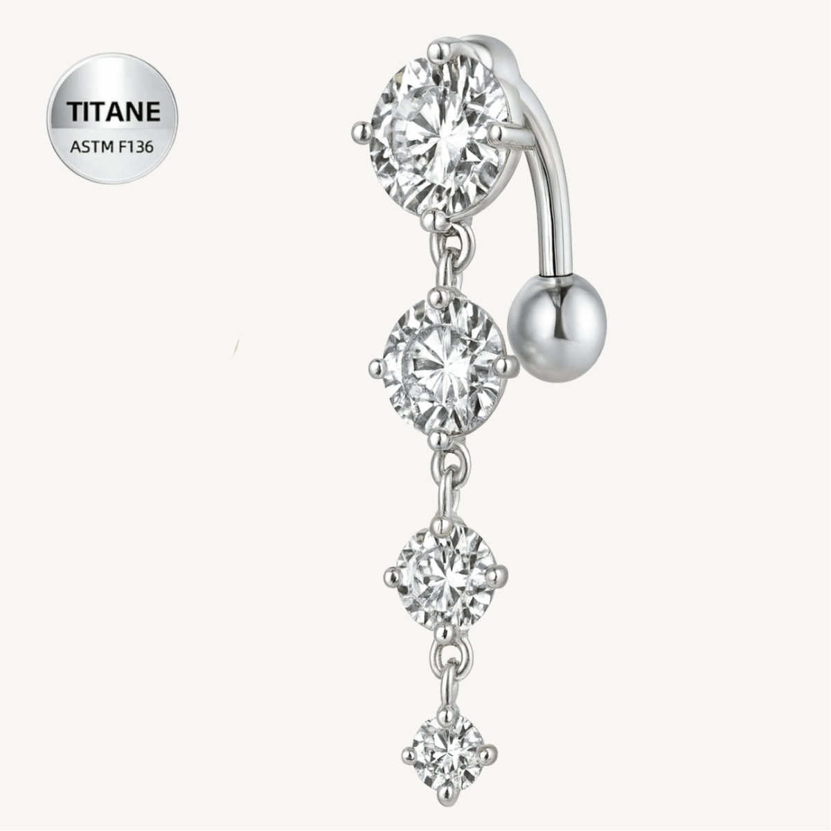 Piercing de nombril en titane ASTM F136 hypoallergénique - LA CASCADE - Much Elegance