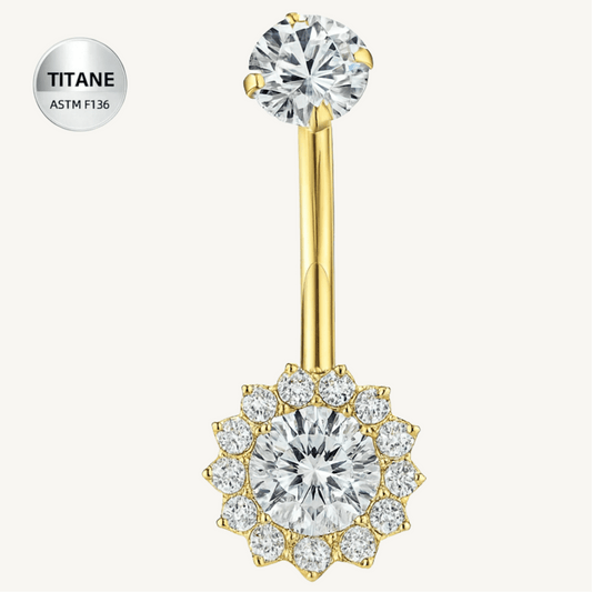 Piercing de nombril en titane ASTM F136 hypoallergénique - LUNARIA - Much Elegance