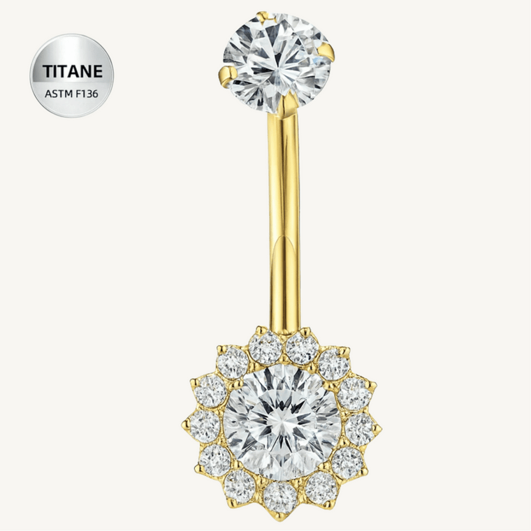 Piercing de nombril en titane ASTM F136 hypoallergénique - LUNARIA - Much Elegance