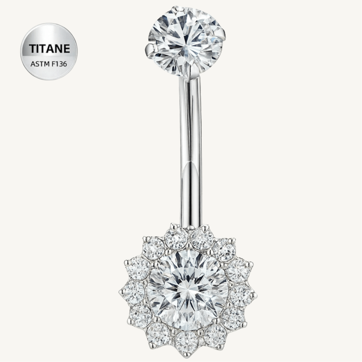 Piercing de nombril en titane ASTM F136 hypoallergénique - LUNARIA - Much Elegance