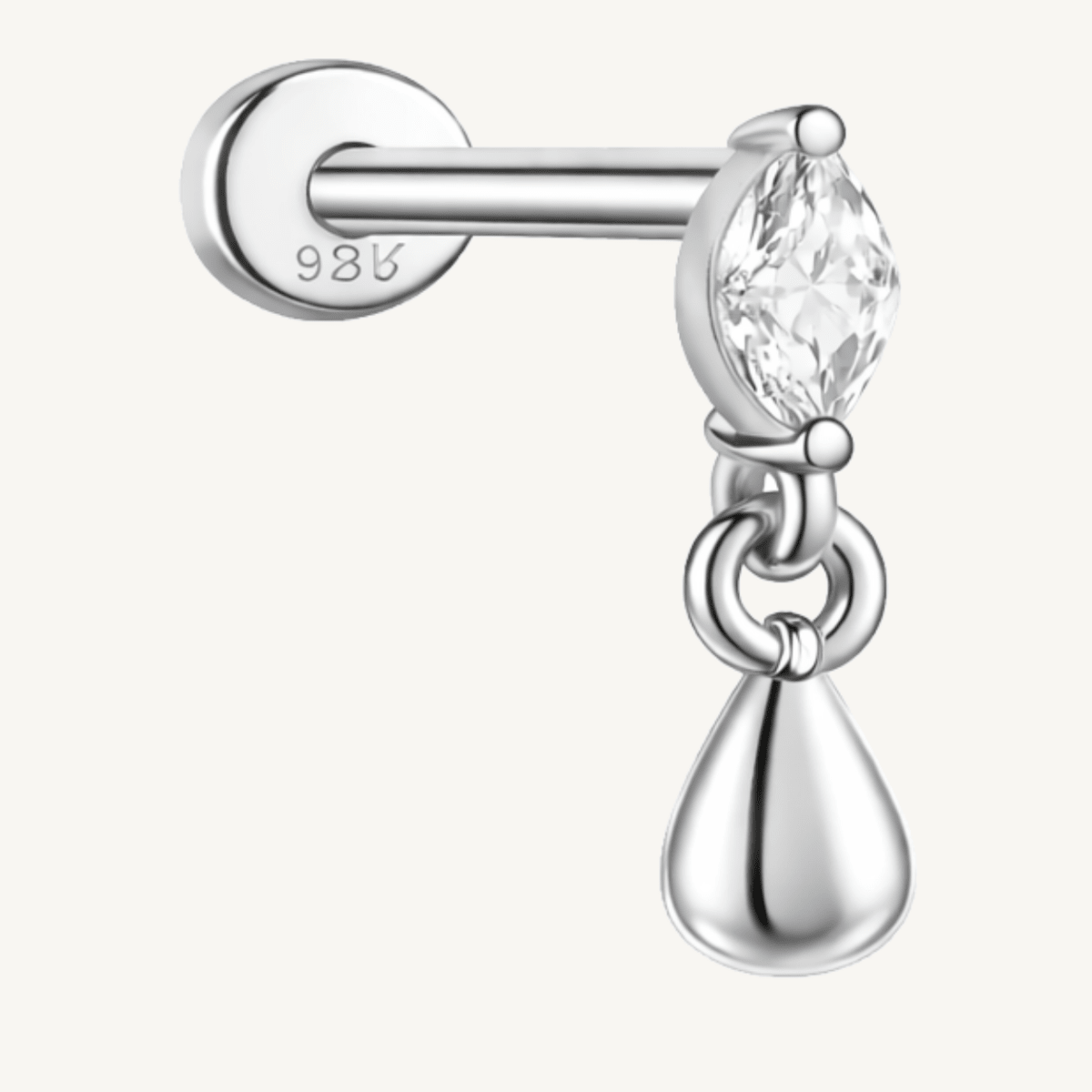 Piercing d'oreille en argent sterling 925 - LARME D’OR - Much Elegance