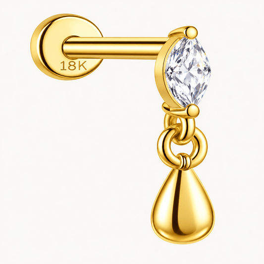 Piercing d'oreille en argent sterling 925 - LARME D’OR - Much Elegance