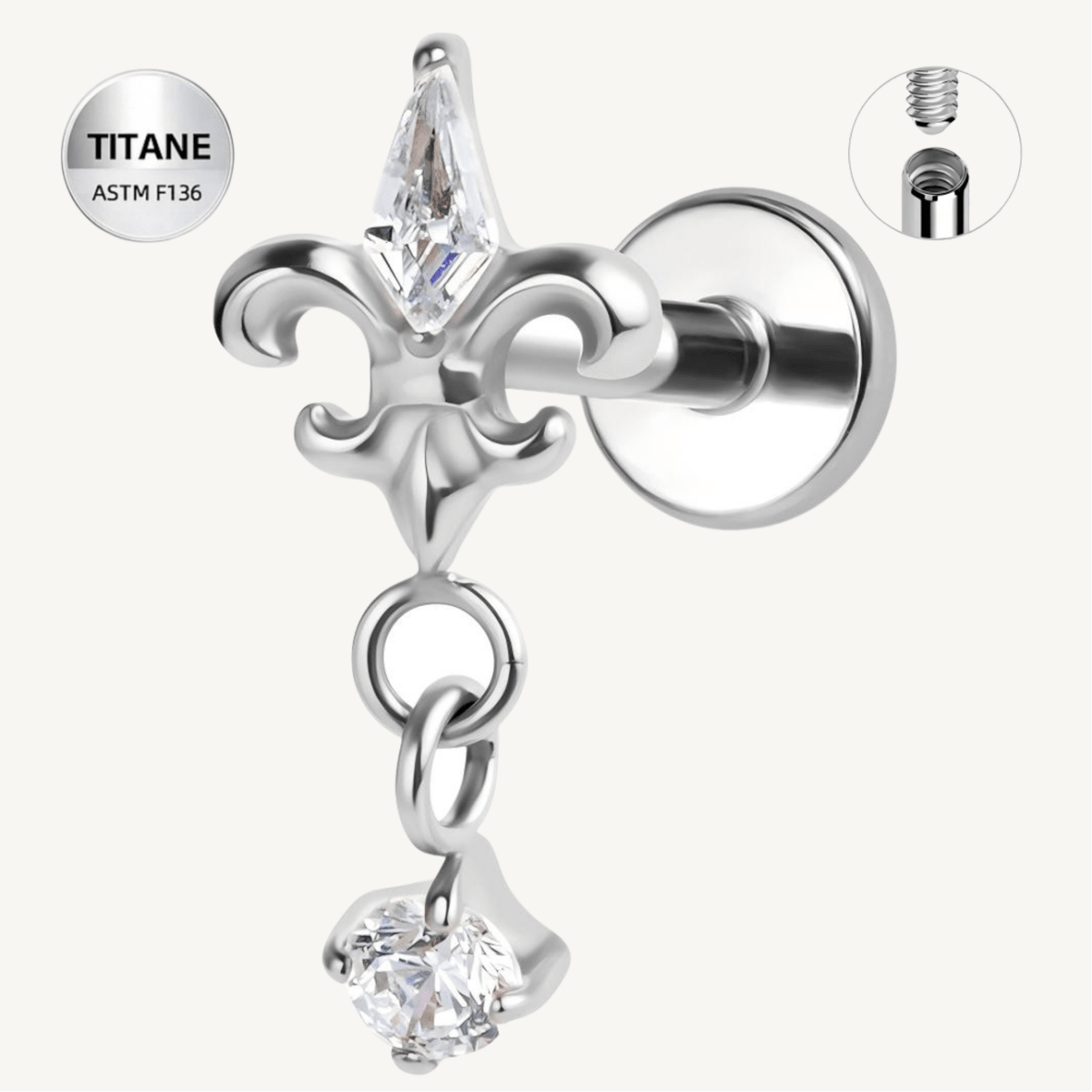 Piercing d’oreille en titane ASTM F136 hypoallergénique - ALTHEA - Much Elegance