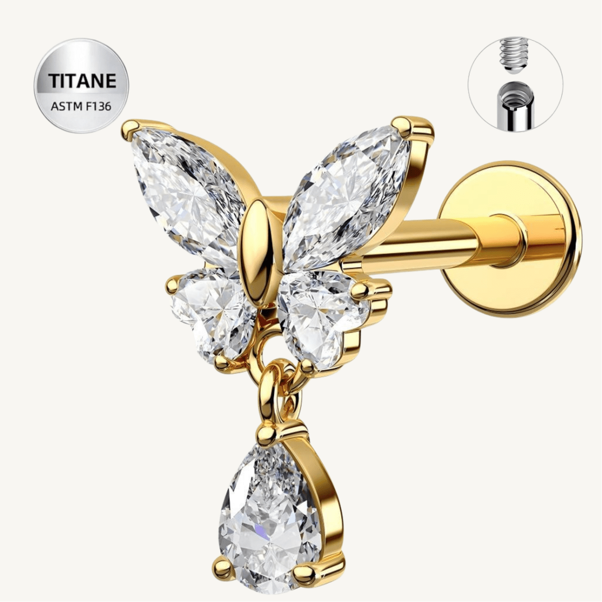 Piercing d’oreille en titane ASTM F136 hypoallergénique - AMARIA - Much Elegance