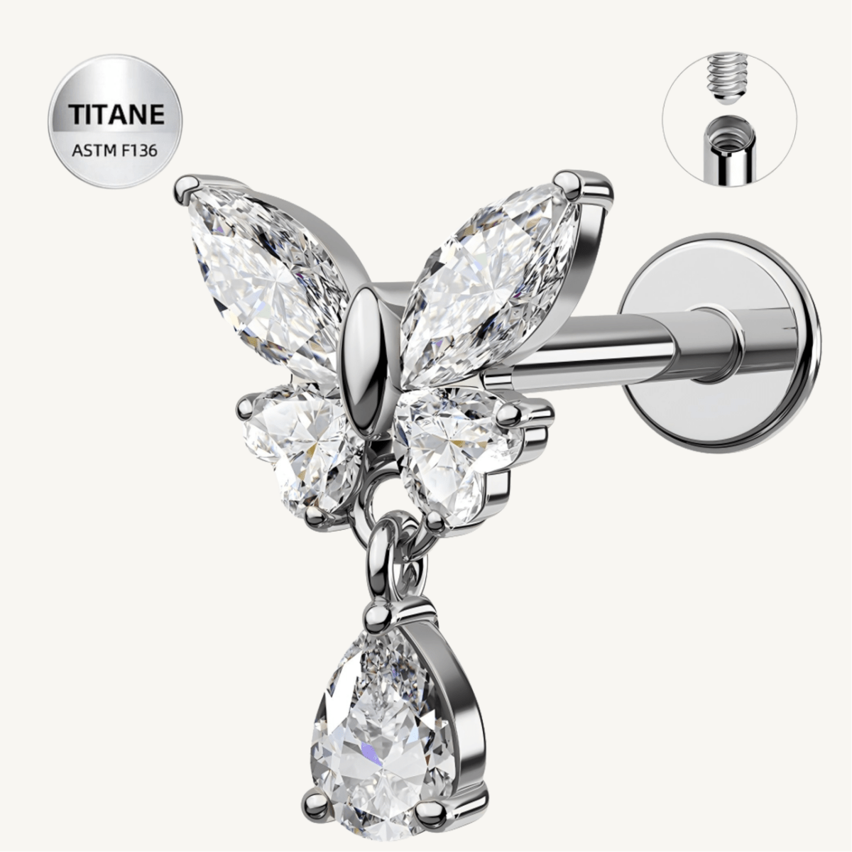 Piercing d’oreille en titane ASTM F136 hypoallergénique - AMARIA - Much Elegance