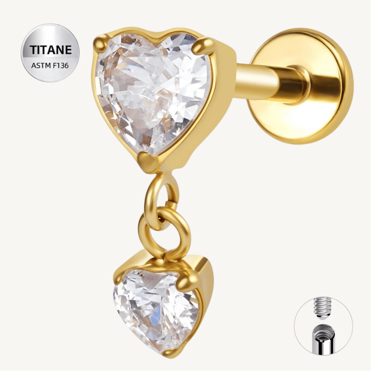 Piercing d’oreille en titane ASTM F136 hypoallergénique - AMORIA - Much Elegance