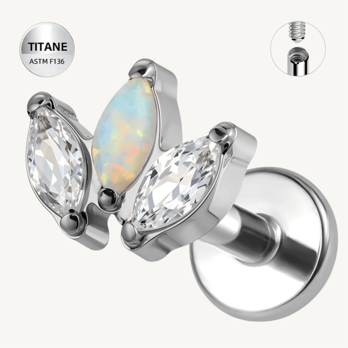 Piercing d’oreille en titane ASTM F136 hypoallergénique - AURÉLIA - Much Elegance