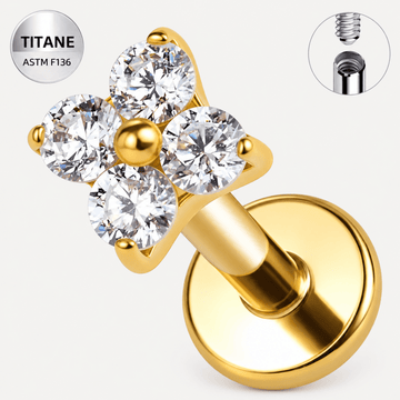 Piercing d’oreille en titane ASTM F136 hypoallergénique doré PVD - NOELIA - Much Elegance