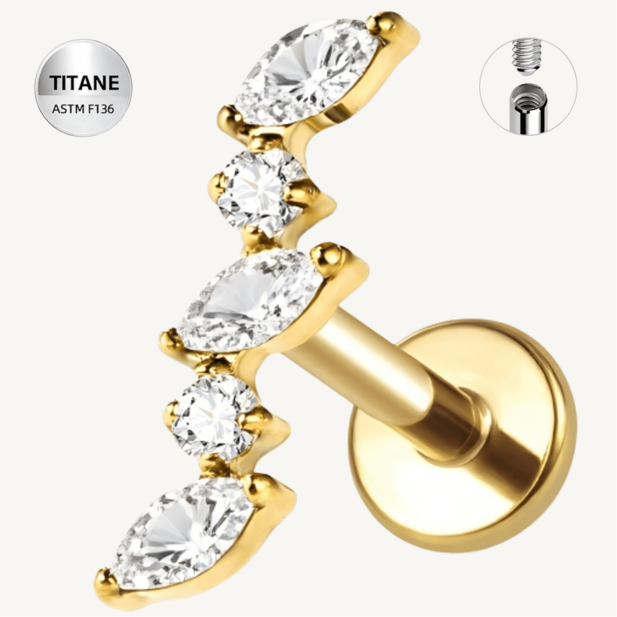 Piercing d’oreille en titane ASTM F136 hypoallergénique - ELEVIA - Much Elegance