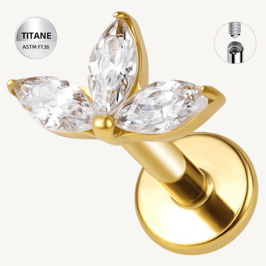 Piercing d’oreille en titane ASTM F136 hypoallergénique - FLORIA - Much Elegance
