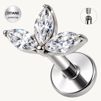 Piercing d’oreille en titane ASTM F136 hypoallergénique - FLORIA - Much Elegance