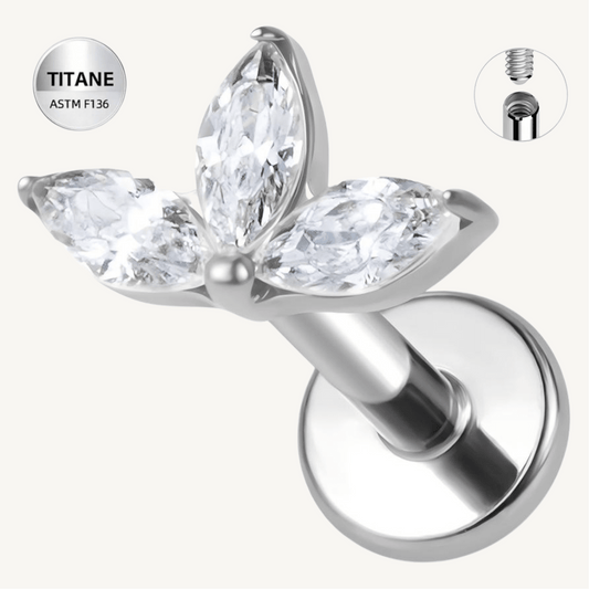 Piercing d’oreille en titane ASTM F136 hypoallergénique - FLORIA - Much Elegance