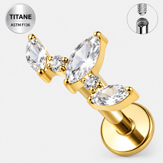 Piercing d’oreille en titane ASTM F136 hypoallergénique - LYRA - Much Elegance