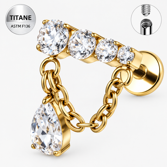 Piercing d’oreille en titane ASTM F136 hypoallergénique - LYSIA - Much Elegance